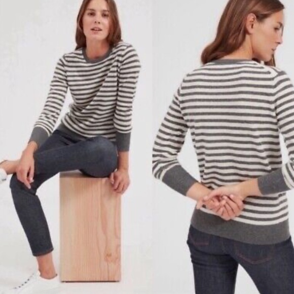 Everlane Sweaters - Everlane the cashmere crew sweater charcoal and bone stripes XS